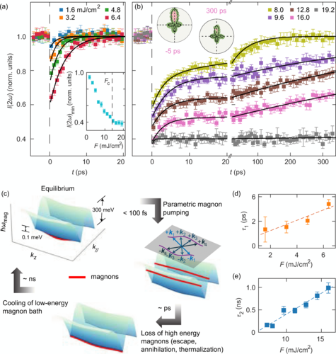 Dynamic magnetic phase transition induced by parametric magnon pumping